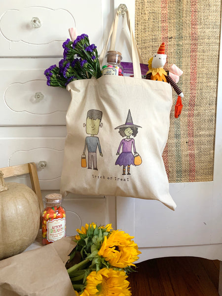 halloween friends trick or treat bag || small canvas  tote