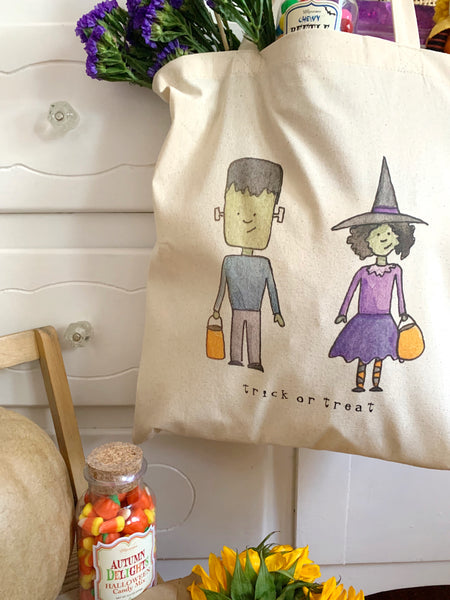 halloween friends trick or treat bag || small canvas  tote