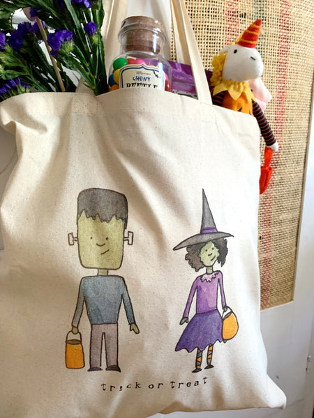 halloween friends trick or treat bag || small canvas  tote