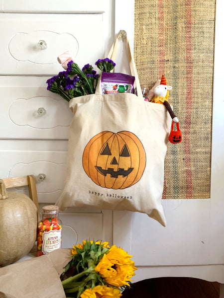 jack o'lantern trick or treat bag || market tote
