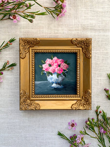 pretty in pink ii || 3x3 framed original painting