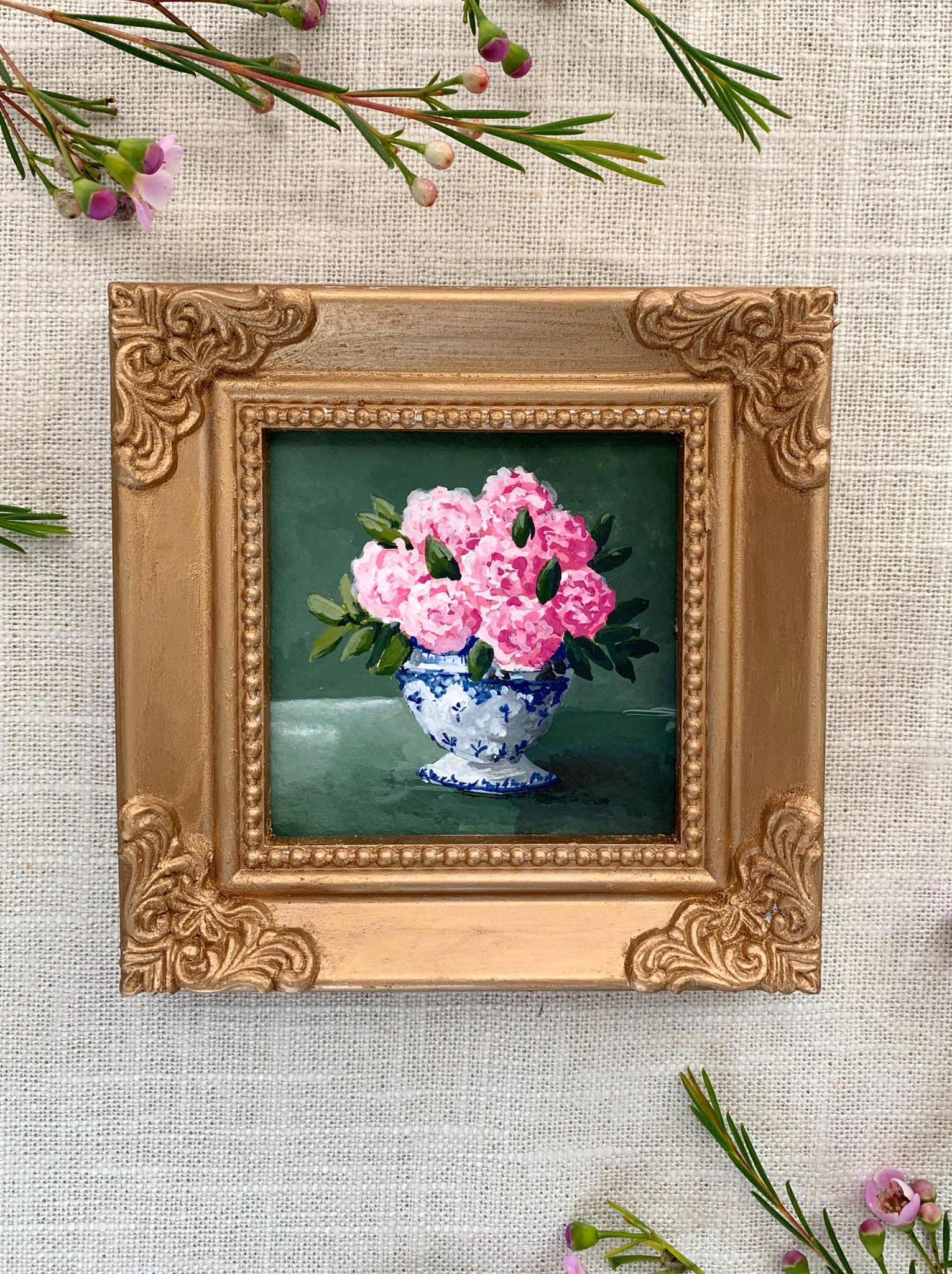 not just another carnation || 3x3 framed original painting
