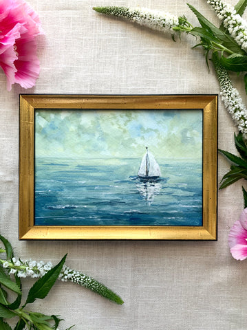 sailboat 1 || 5x7 original gouache painting