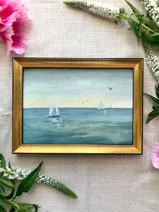sailboat 4 || 5x7 original gouache painting