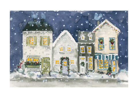 christmas village art print