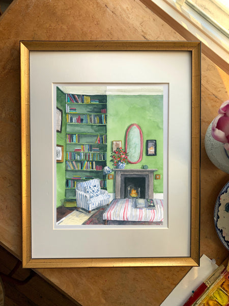 the reading room || room study art print