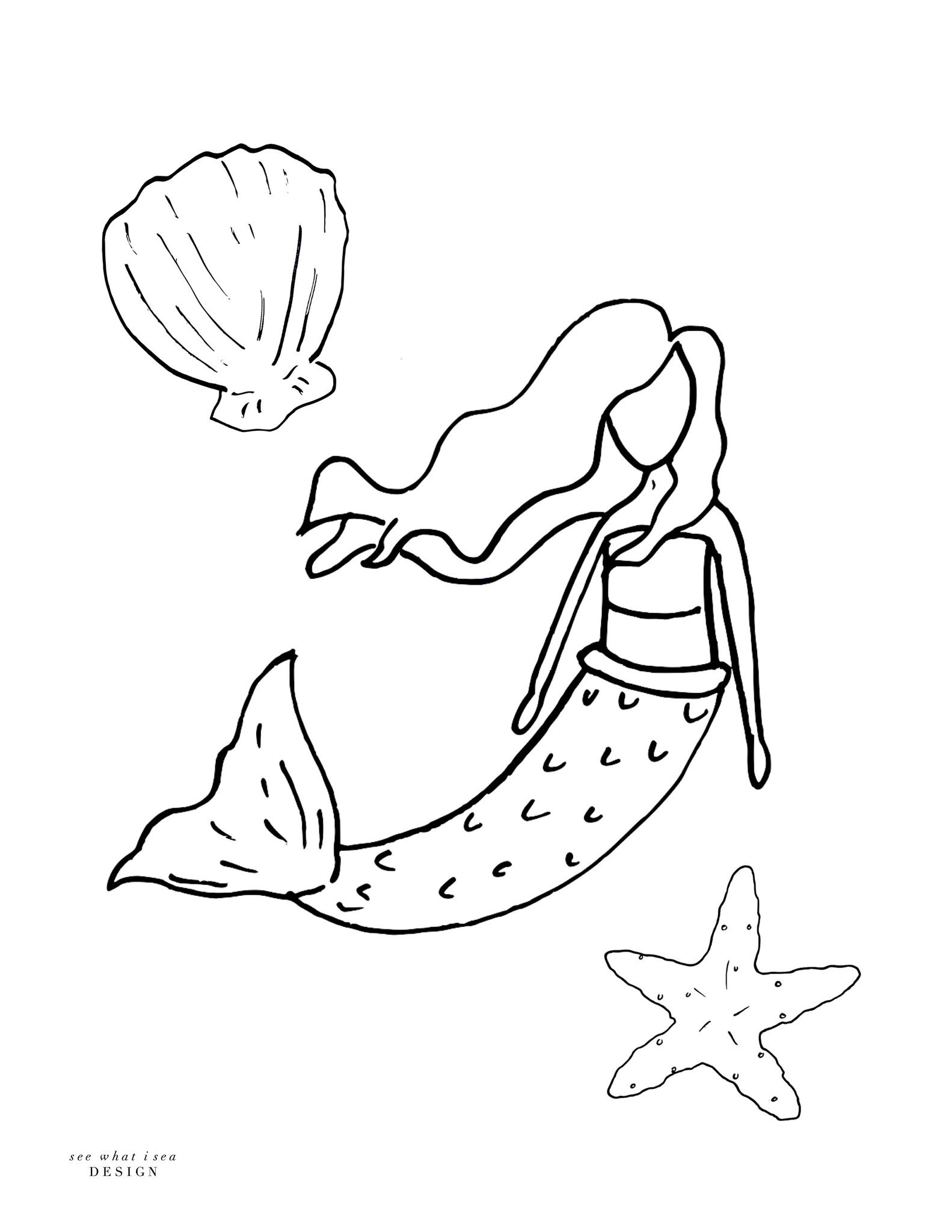 mermaid coloring page || printable download