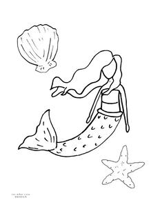 mermaid coloring page || printable download